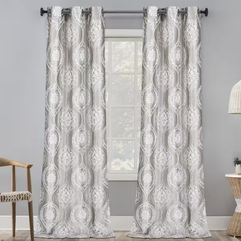 Dainty Home Monaco 84" 3D Medallion Grommet Panel Pair in Silver